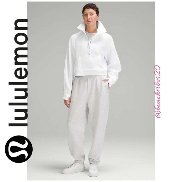 LULULEMON ATHLETICA Scuba Oversized Funnel-Neck Half Zip White M/L EUC LL-234 - Picture 1 of 12